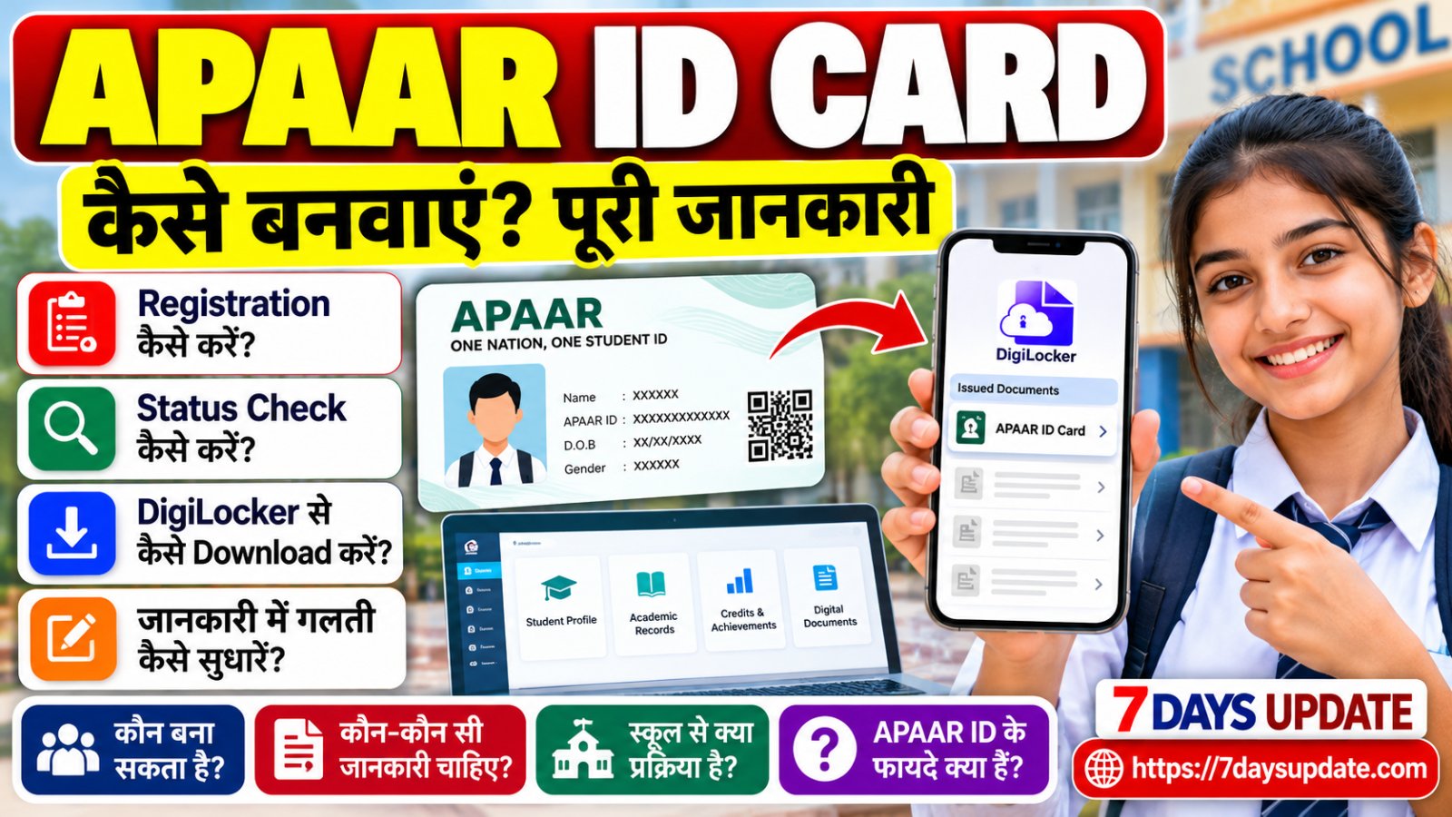 APAAR ID Card बनवाने, स्टेटस चेक करने और DigiLocker से डिजिटल कार्ड देखने की जानकारी