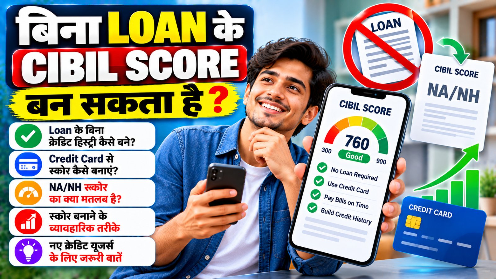 बिना Loan के CIBIL Score बनाने और NA NH क्रेडिट हिस्ट्री समझने की जानकारी