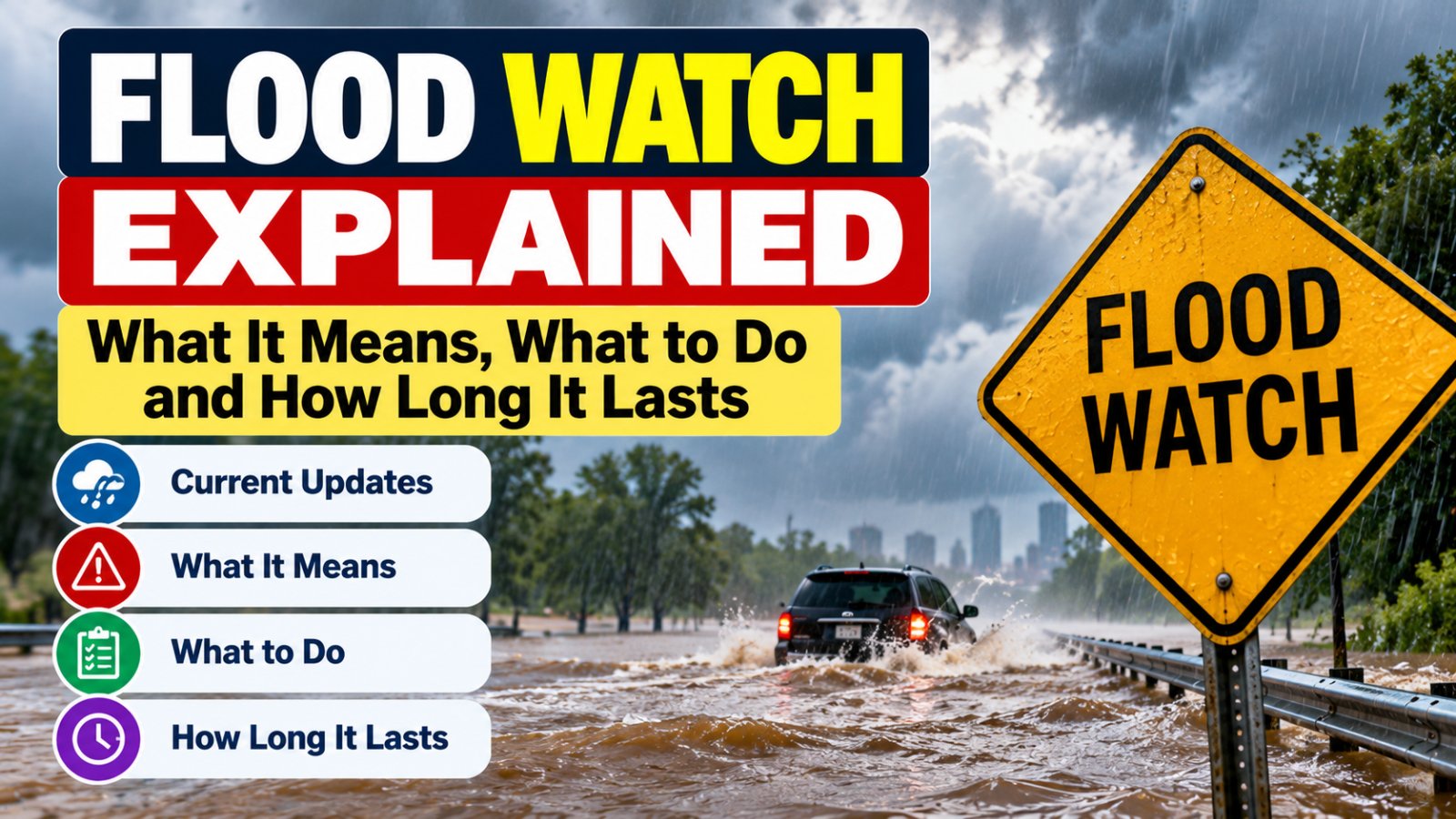 Flood Watch explained with U.S. weather alert, flooding risk and safety information