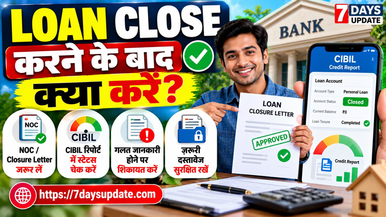 Loan close करने के बाद NOC लेना, Loan Closure Letter प्राप्त करना और CIBIL रिपोर्ट में लोन स्टेटस चेक करने की जानकारी