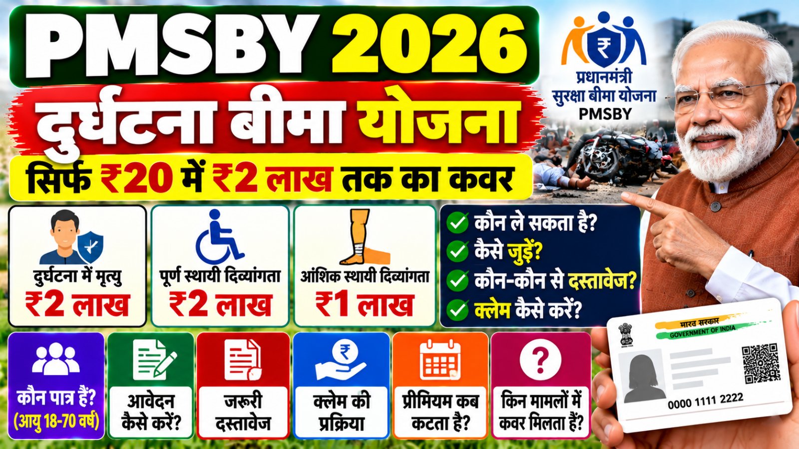 PMSBY 2026 accident insurance scheme coverage premium and claim process