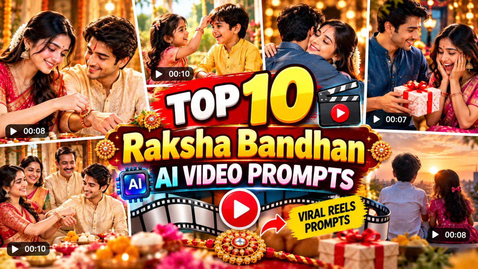 Raksha Bandhan AI Video Prompts से भाई बहन के festive AI video बनाने का thumbnail