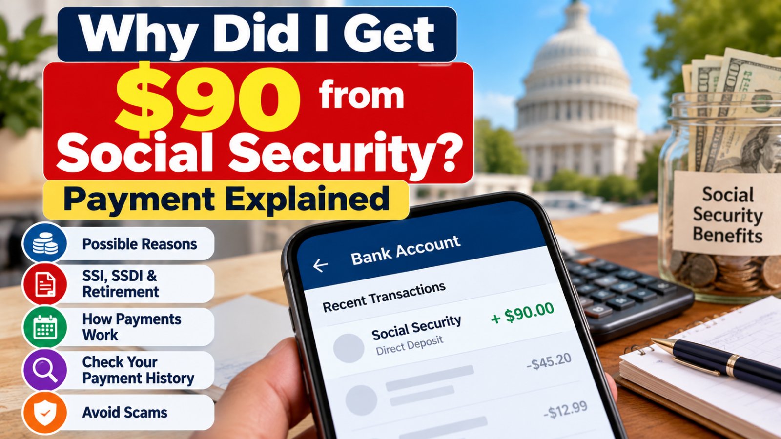 Why did I get $90 from Social Security payment explained with SSA benefits and payment information